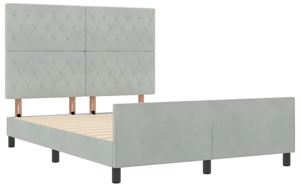 vidaXL Σκελετός Κρεβατιού Ανοιχτό γκρι 140 x 200 cm Βελούδο