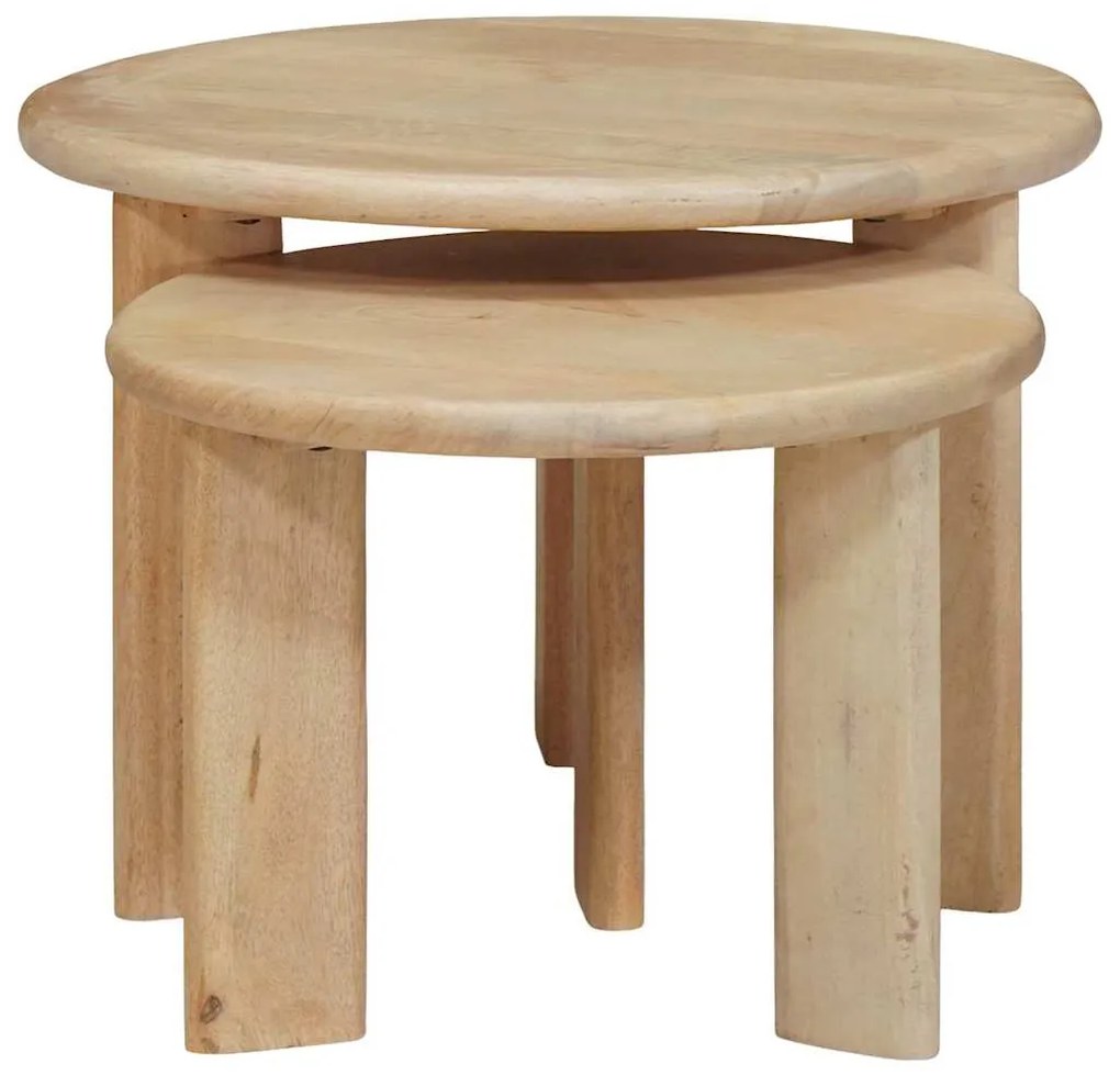 vidaXL Τραπεζάκια Καφέ Στερεών 2 pcs Μαύρο Στερεό ξύλο μάνγκο