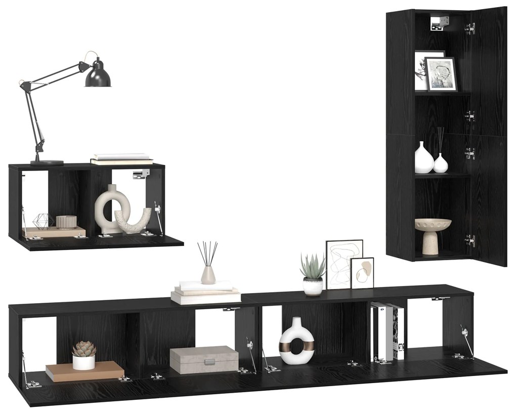 vidaXL Σετ επίπλου τηλεόρασης 4 pcs Μαύρη Δρυς 30.5 x 30 x 110 εκ.