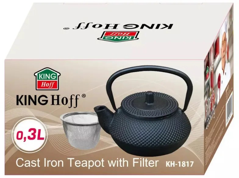 Τσαγιέρα μαντεμένια Kinghoff KH 1817, 300 ml, Φίλτρο, Επαγωγή, Μαύρο