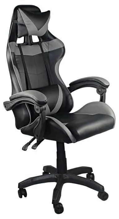 Gaming Πολυθρόνα Bf7850 Pu Μαύρο/Γκρι . Διάσταση: 63x70x117/127cm