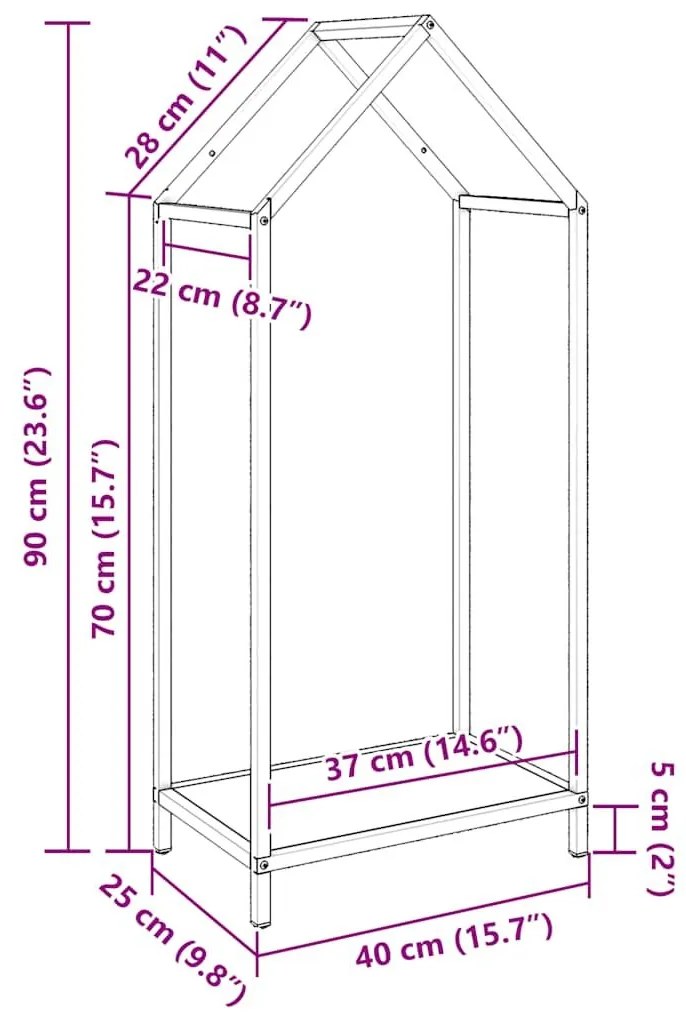 Ράφι για καυσόξυλα Ανθρακί 40x25x90 εκ. Ατσάλι ψυχρής έλασης - Ανθρακί