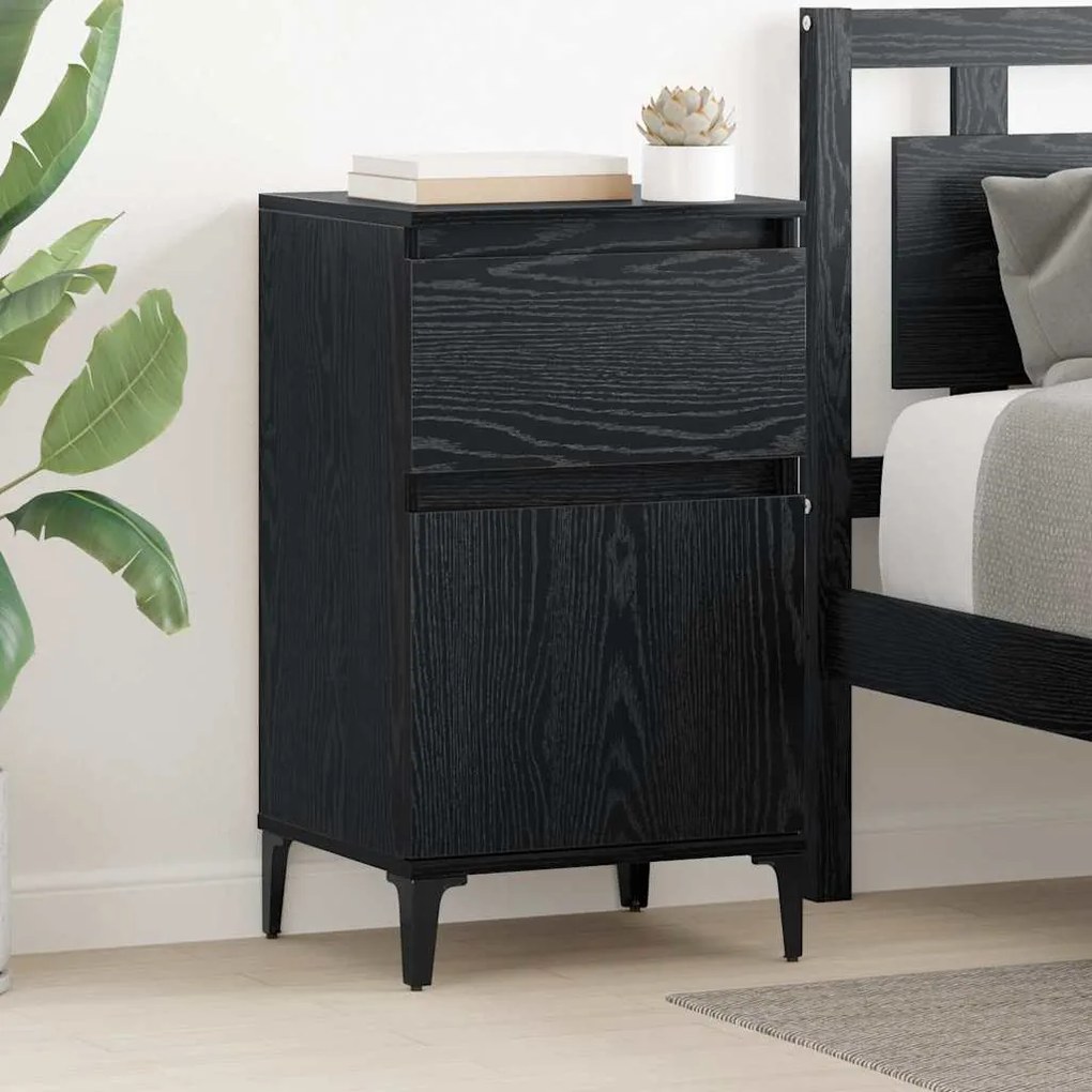 vidaXL Κομοδίνο 2 pcs Μαύρη δρυς 40 x 35 x 70 εκ. Επεξεργασμένο ξύλο