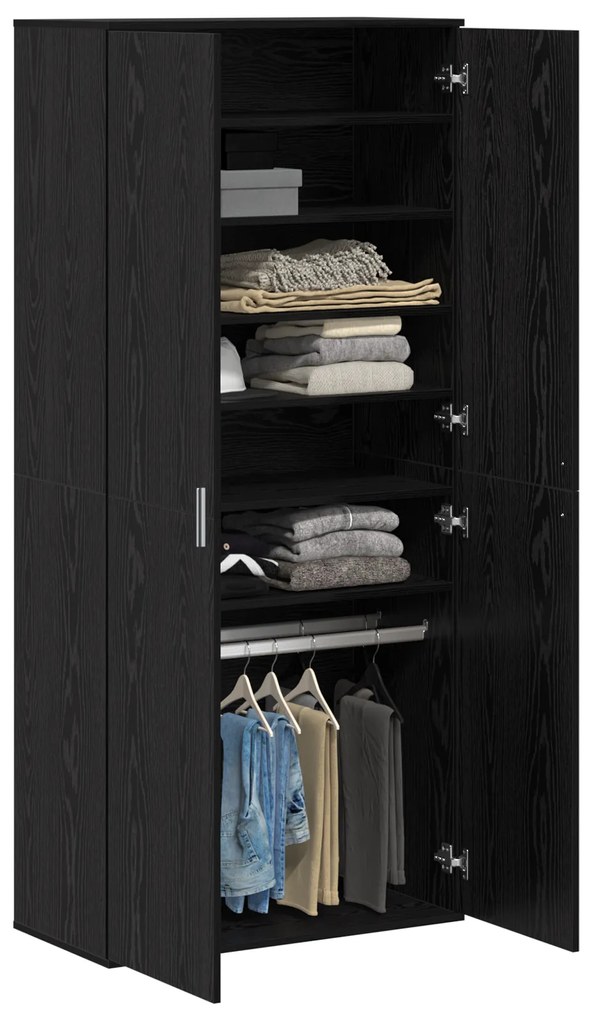 vidaXL Highboard Μαύρη Δρυς 80x39x178 εκ. από Μοριοσανίδες