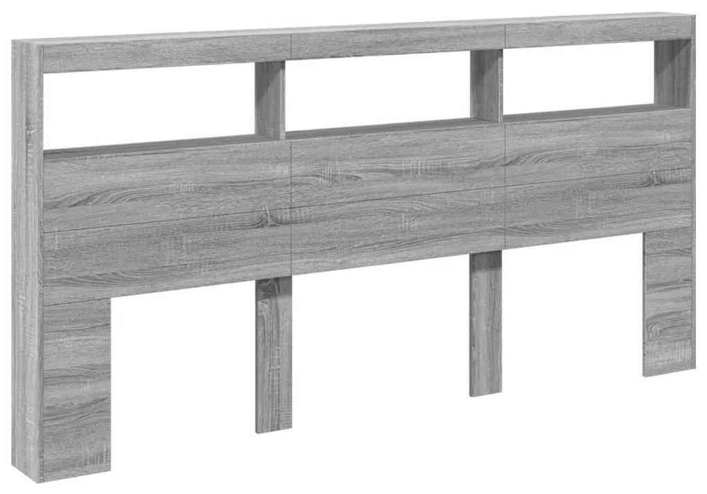 vidaXL Κεφαλάρι με Αποθηκ. Χώρο &amp; LED Γκρι Sonoma 200x17x102 εκ.