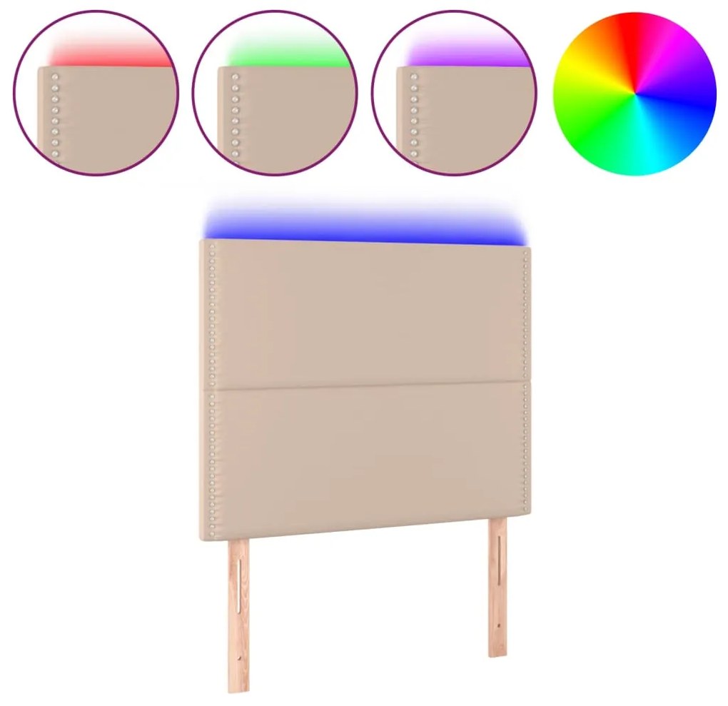 vidaXL Κεφαλάρι Κρεβατιού LED Καπουτσίνο 90x5x118/128 εκ