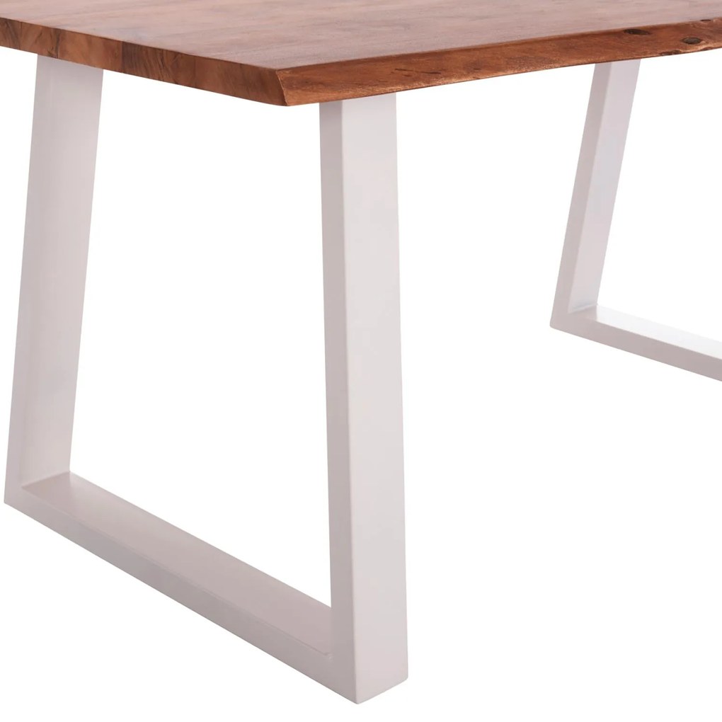 Τραπέζι MONTANA C8336.12 από Ξύλο Ακακίας 4εκ. &amp; Μεταλλικά Λευκά πόδια 160x90x77Υεκ. 160x90x77 εκ.