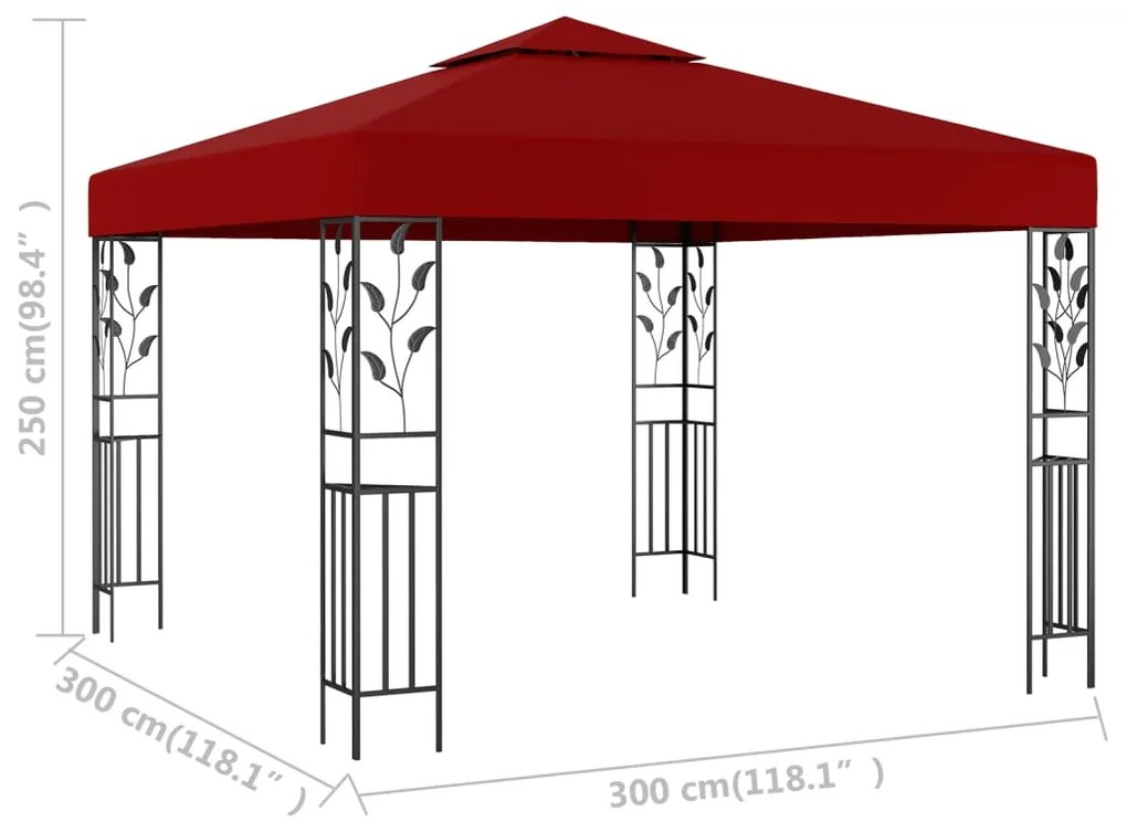 vidaXL Κιόσκι Μπορντό 3 x 3 μ.