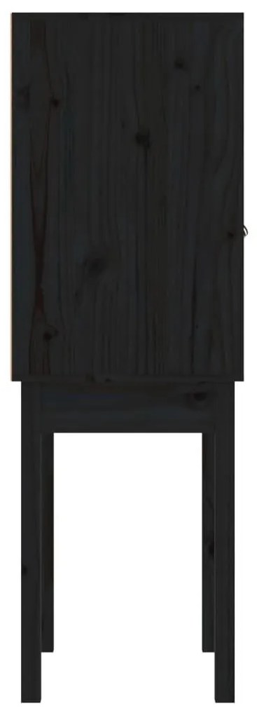 Ντουλάπι Ψηλό Μαύρο 60x40x120 εκ. από Μασίφ Ξύλο Πεύκου - Μαύρο