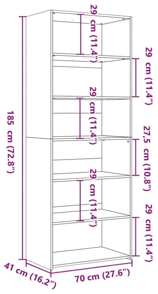 Ντουλάπι Sonoma Δρυς 70x41x185 εκ. Επεξεργασμένο Ξύλο - Καφέ