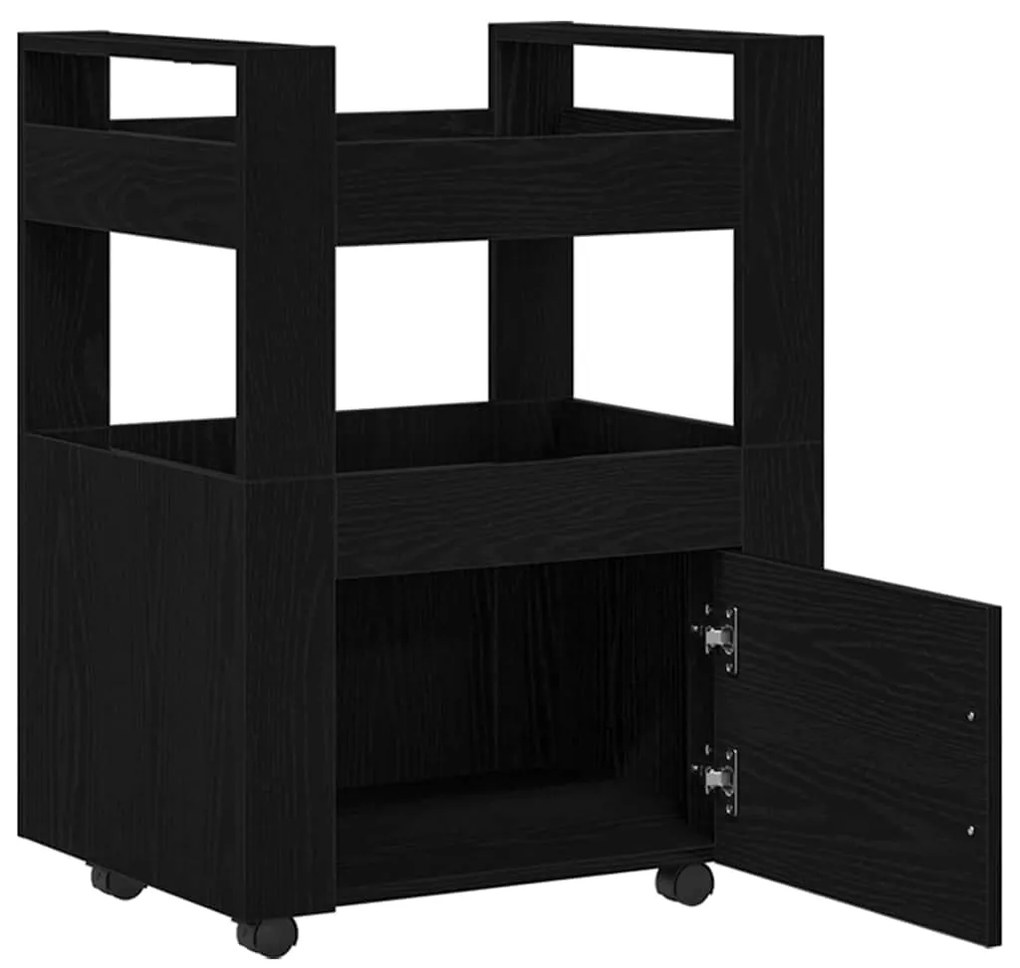 vidaXL Καρότσι Κουζίνας Μαύρη δρυς 60 x 45 x 80 εκ Επεξεργασμένο ξύλο