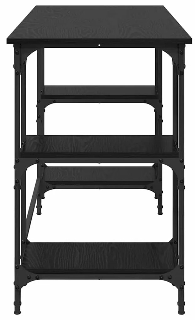 vidaXL Γραφείο με ράφι Μαύρη Οξυά 140 x 50 x 75 εκ. Επεξεργασμένο ξύλο