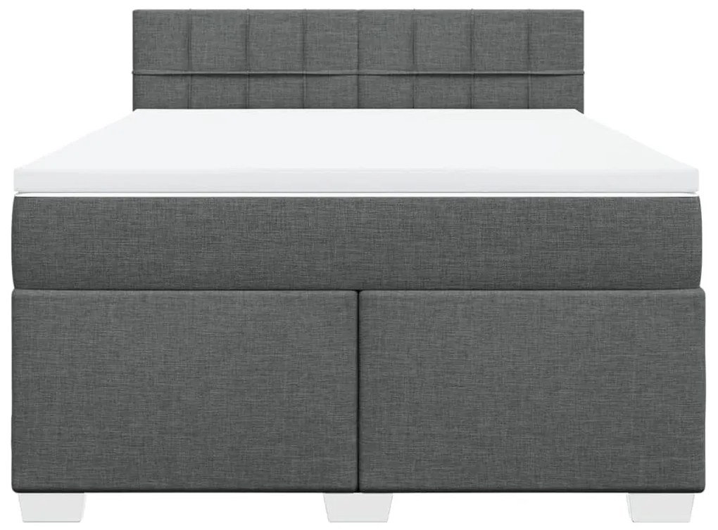 vidaXL Κρεβάτι Boxspring με Στρώμα Σκούρο Γκρι 160x200 εκ Υφασμάτινο