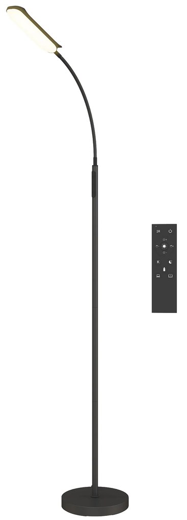 Φωτιστικό δαπέδου LED, 5 λειτουργίες, λειτουργία μνήμης, ρυθμιζόμενη φωτεινότητα, ατσάλι, Μαύρο