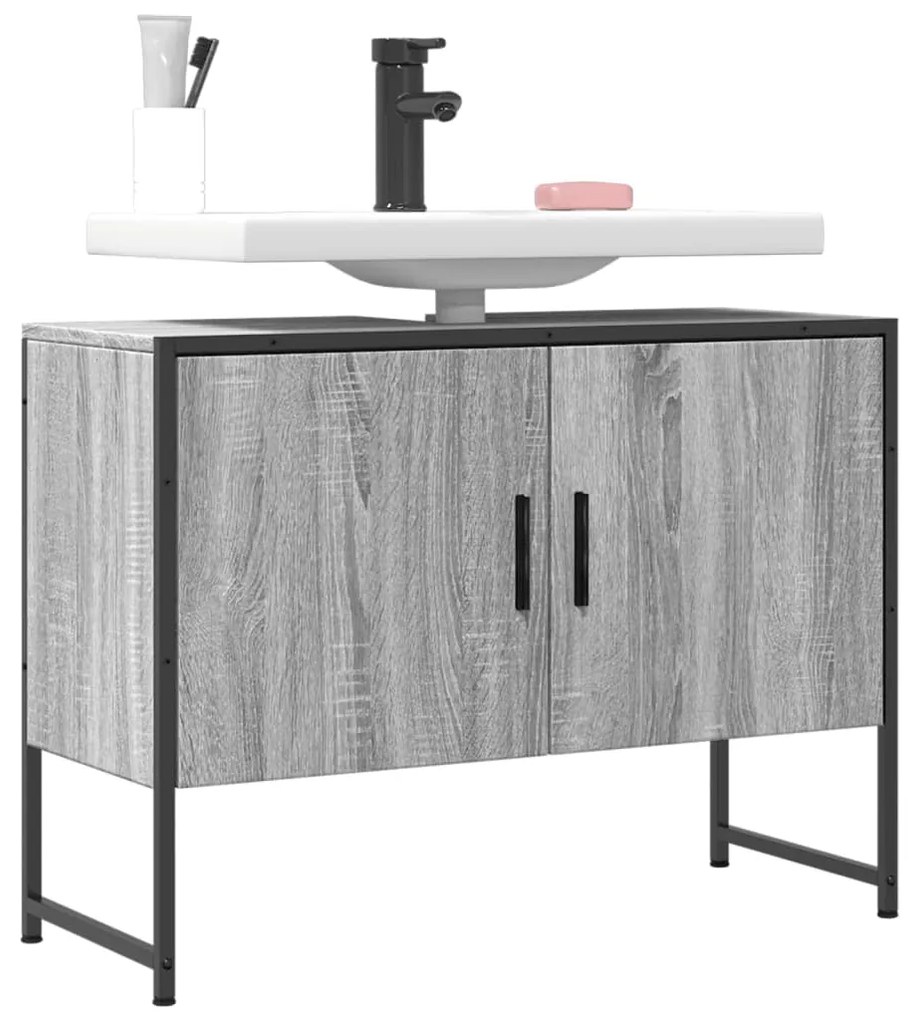 Ντουλάπι Μπάνιου Νιπτήρα Γκρι Sonoma 80 x 33 x 60εκ. Επεξ. Ξύλο