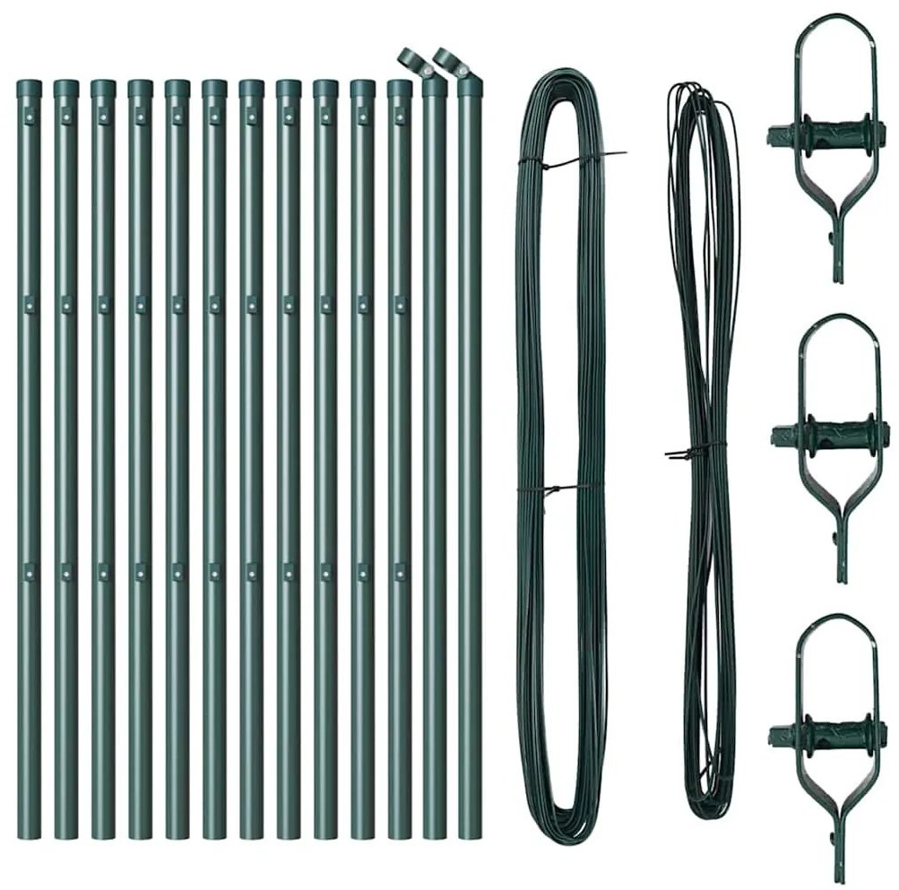 vidaXL Στύλος Περιφράξεων 13 pcs Πράσινο Ατσάλι