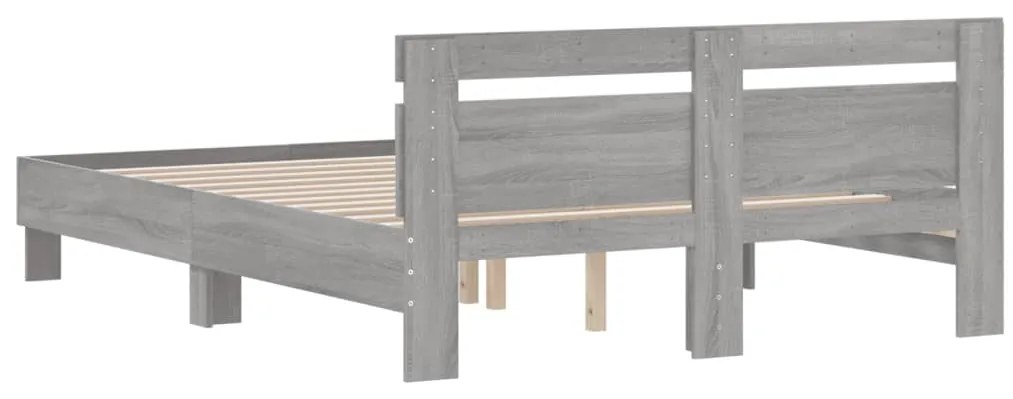 vidaXL Πλαίσιο Κρεβατιού με Κεφαλάρι Γκρι Sonoma 140x190εκ. Επεξ. Ξύλο