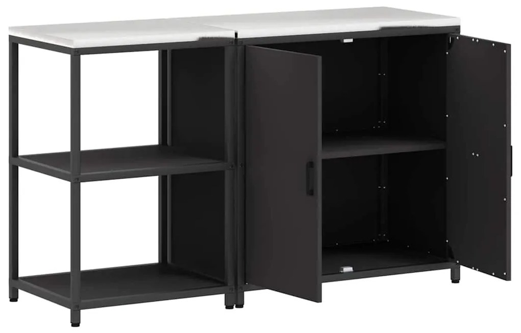 vidaXL Σετ Αποθήκευσης Κουζίνας 2 pcs Μαύρο Ψυχρής έλασης χάλυβας