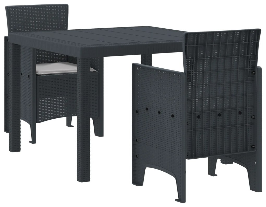 vidaXL Σετ Τραπεζαρίας Κήπου 3 pcs Ανθρακί 100 x 100 x 73 εκ