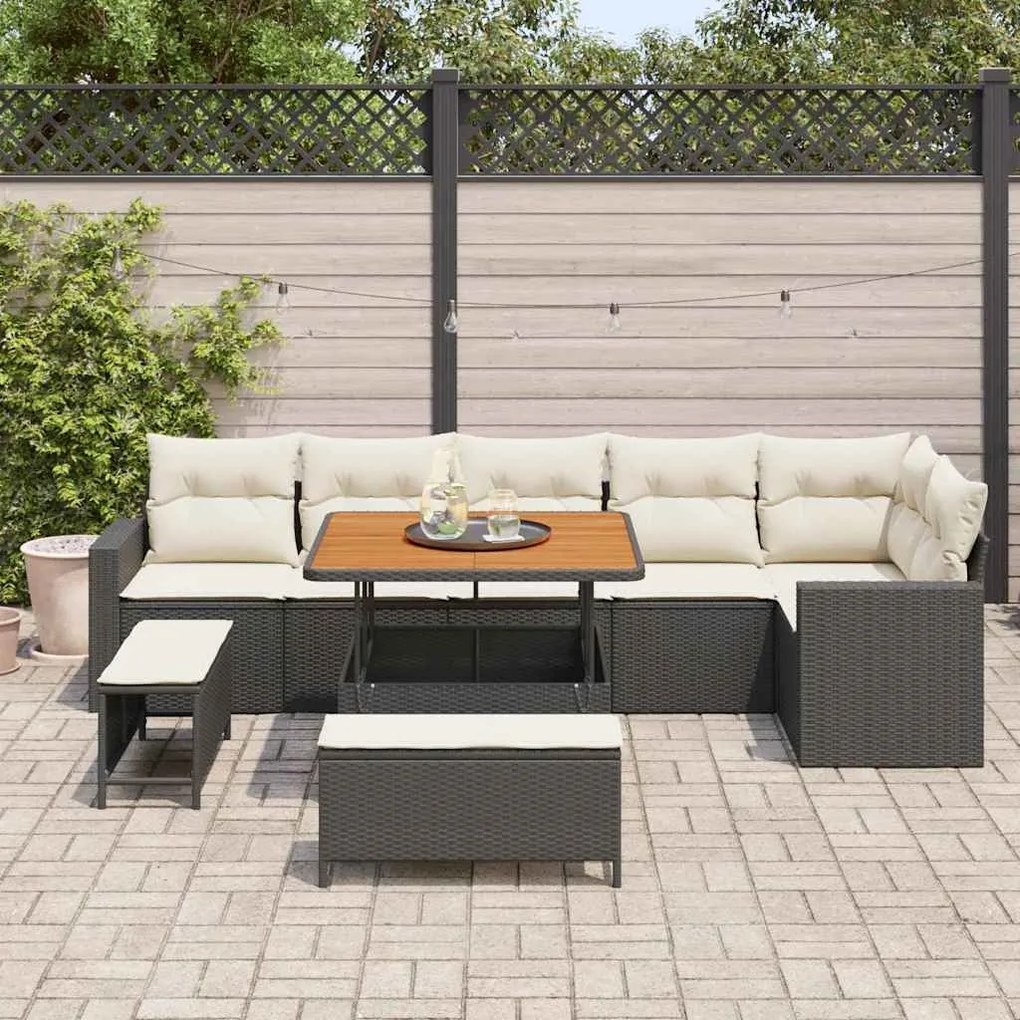 vidaXL Σετ Καναπέ Κήπου 9 pcs Μαύρο συνθετικό ρατάν