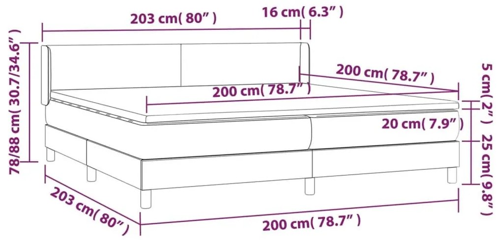 Κρεβάτι Boxspring με Στρώμα Κρεμ 200x200 εκ. Υφασμάτινο - Κρεμ