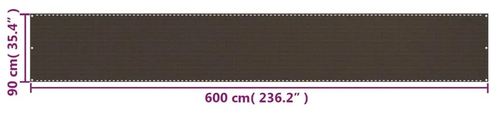 vidaXL Διαχωριστικό Βεράντας Καφέ 90 x 600 εκ. από HDPE