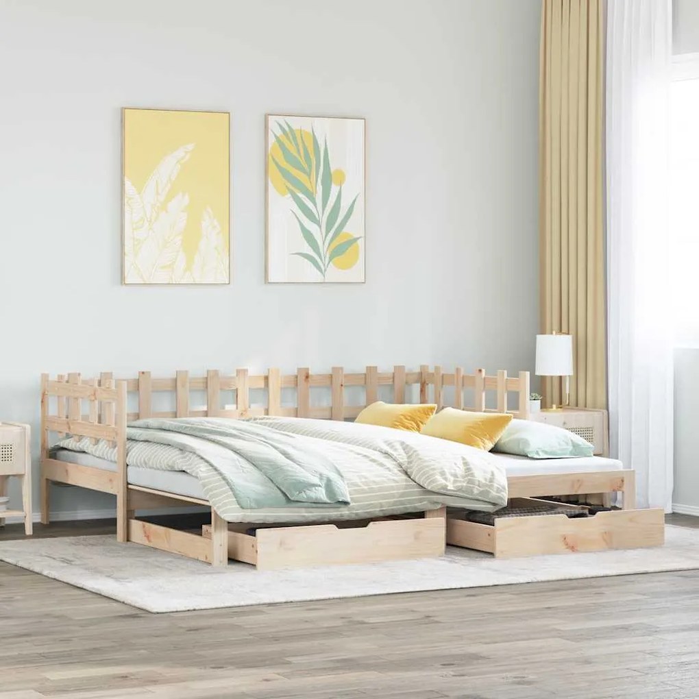 vidaXL Καναπές Κρεβάτι Συρόμενος Χωρίς Στρώμα 90x200 εκ. &amp; Συρτάρια