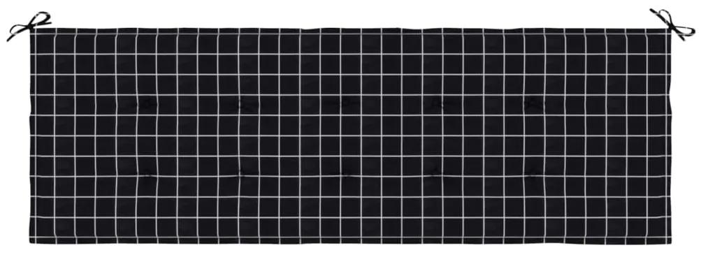 vidaXL Μαξιλάρι Πάγκου Κήπου Μαύρο Καρό 150x50x3 εκ. Ύφασμα Oxford