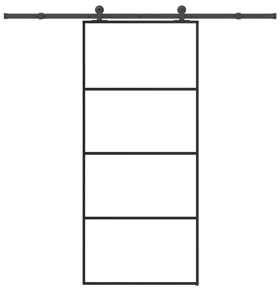 vidaXL Συρόμενη Πόρτα με Μηχανισμό 90x205 εκ. Γυαλί ESG & Αλουμίνιο