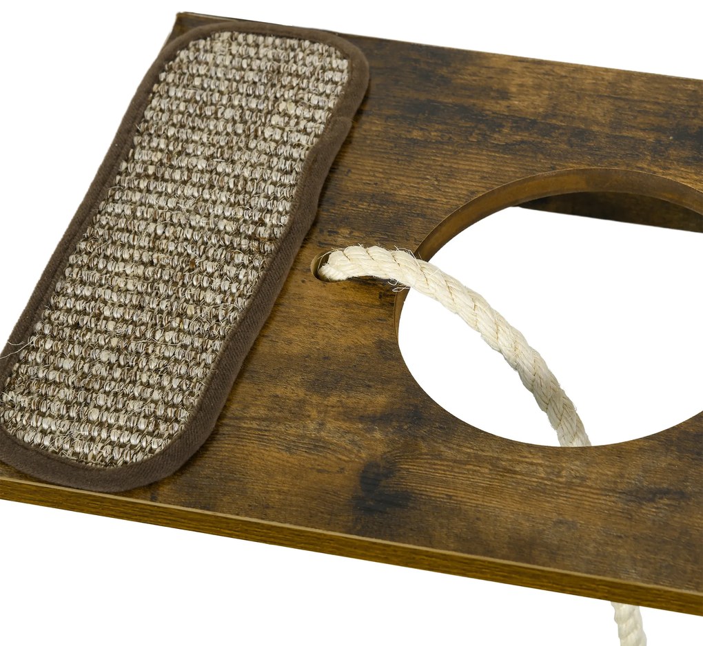 PawHut Σετ σκάλας για γάτες, τοίχος αναρρίχησης, 8 τεμάχια, έως 8 kg, ανθεκτικό, Καφέ/Κρεμ λευκό