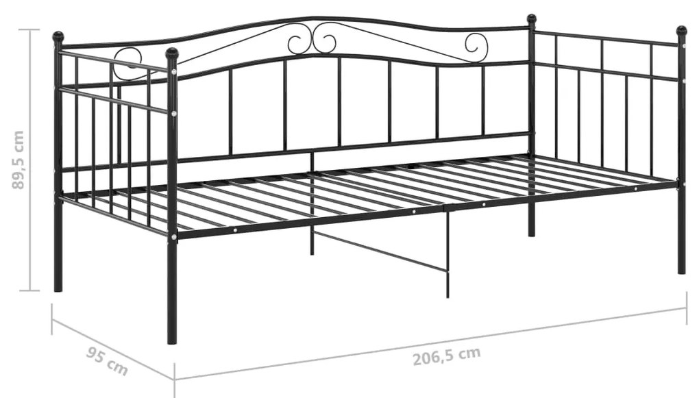 Πλαίσιο για Καναπέ - Κρεβάτι Μαύρο 90 x 200 εκ. Μεταλλικό - Μαύρο