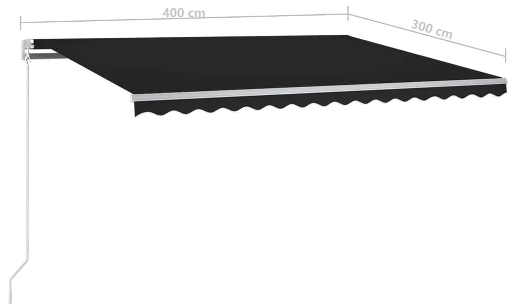 Τέντα Αυτόματη με LED &amp; Αισθητήρα Ανέμου Ανθρακί 4x3 μ. - Ανθρακί