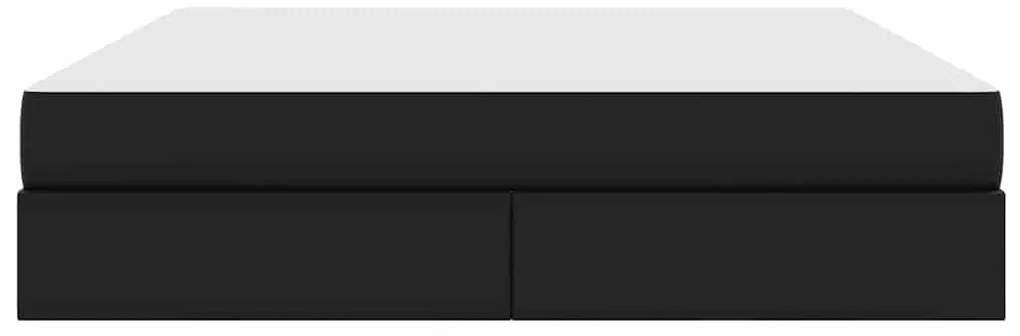 vidaXL Κρεβάτι με αποθηκευτικό χώρο και στρώμα 2 pcs Μαύρο Δέρμα