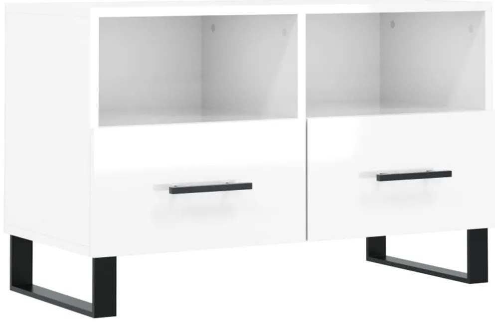 vidaXL Έπιπλο Τηλεόρασης Γυαλ. Λευκό 80x36x50 εκ. Επεξεργασμένο Ξύλο