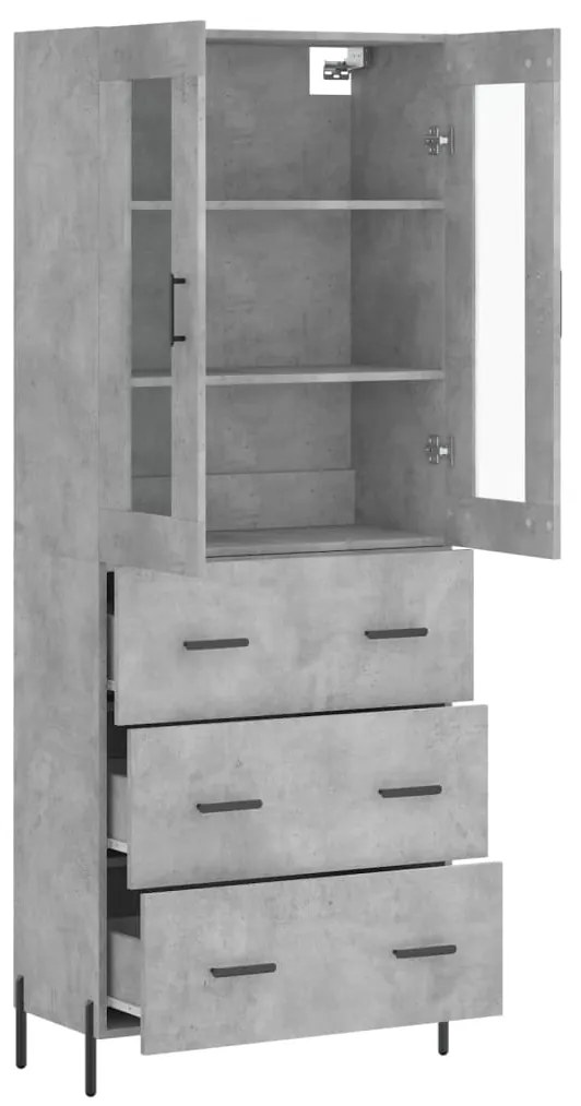 vidaXL Ντουλάπι Γκρι Σκυροδέματος 69,5x34x180 εκ. Επεξεργασμένο Ξύλο