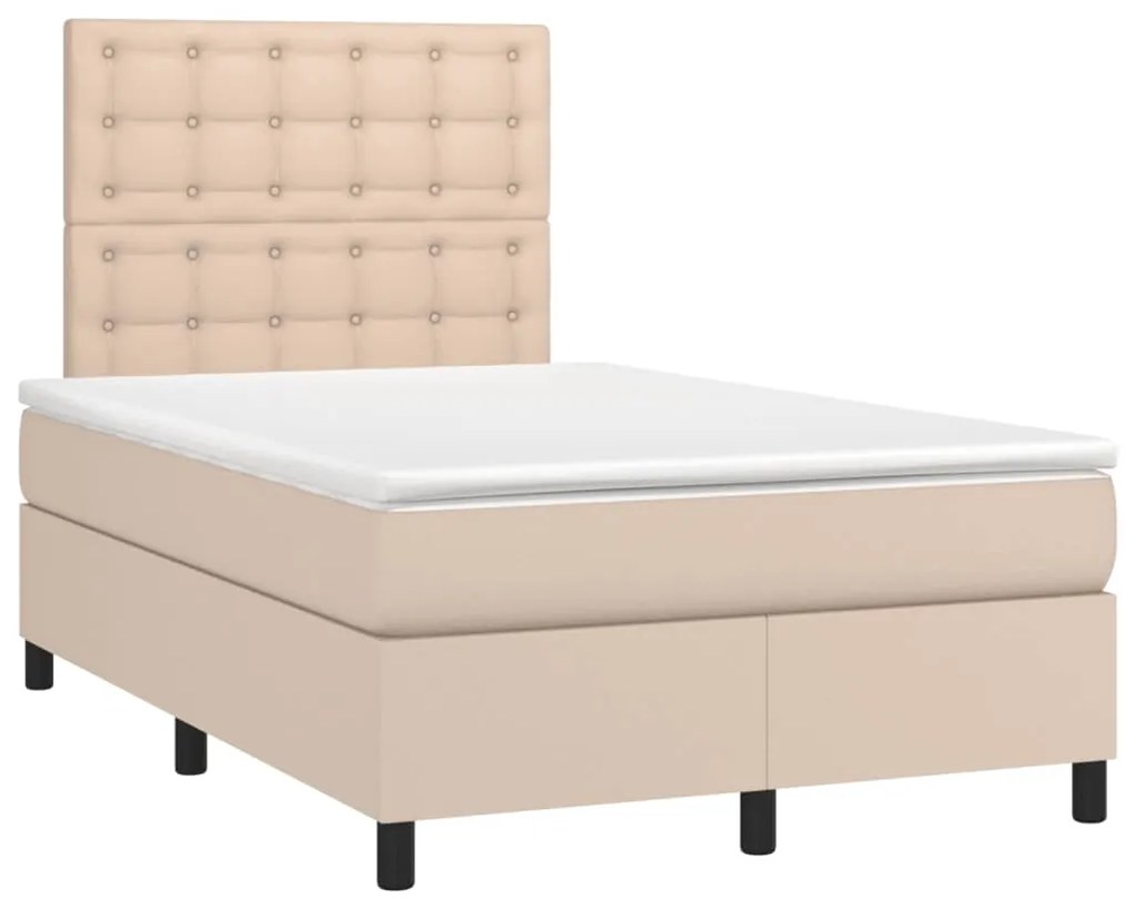 vidaXL Κρεβάτι Boxspring με Στρώμα Καπουτσίνο 120x190εκ.από Συνθ.Δέρμα