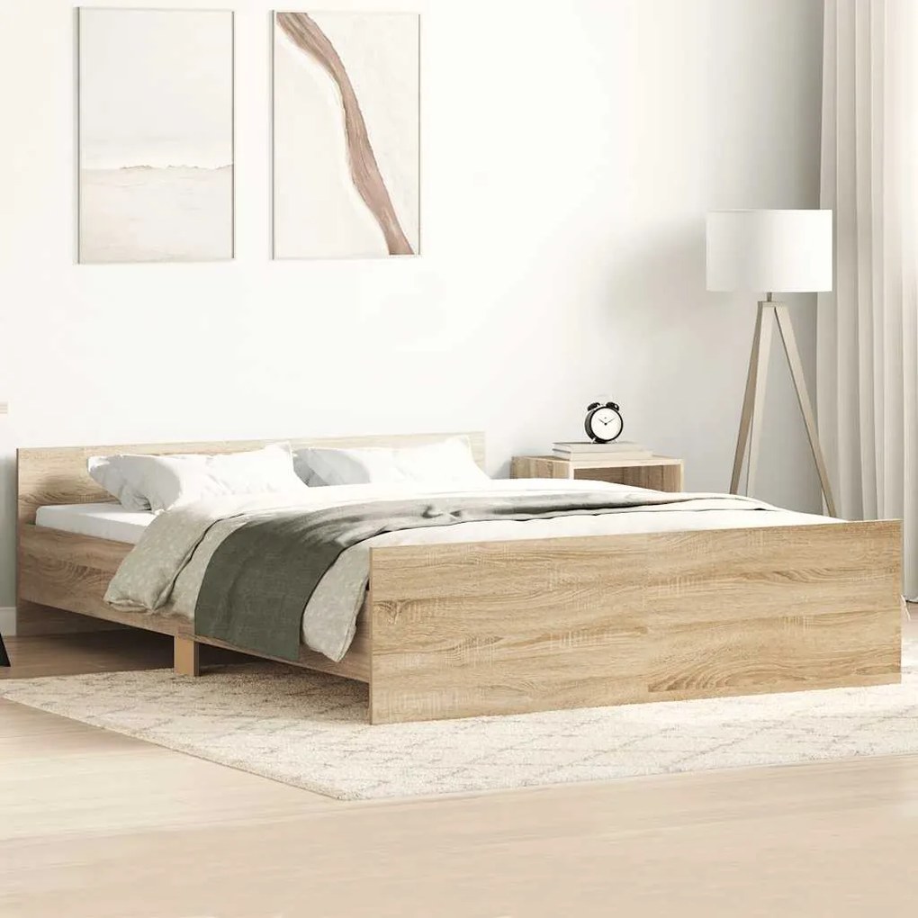 vidaXL Πλαίσιο Κρεβατιού με Κεφαλάρι/Ποδαρικό Sonoma Δρυς 150x200 εκ.