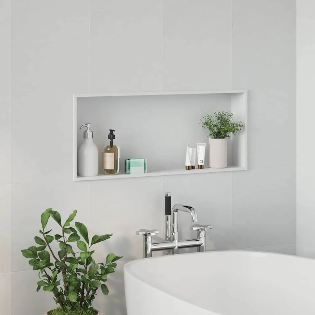 vidaXL Νίτσα Μπάνιου Λευκό 75 x 30 x 9.5 εκ. Ανοξείδωτο ατσάλι