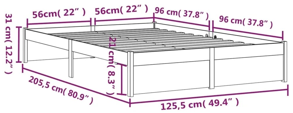 Σκελετός Κρεβατιού Χωρίς Στρώμα 120x200 εκ Μασίφ Ξύλο - Καφέ