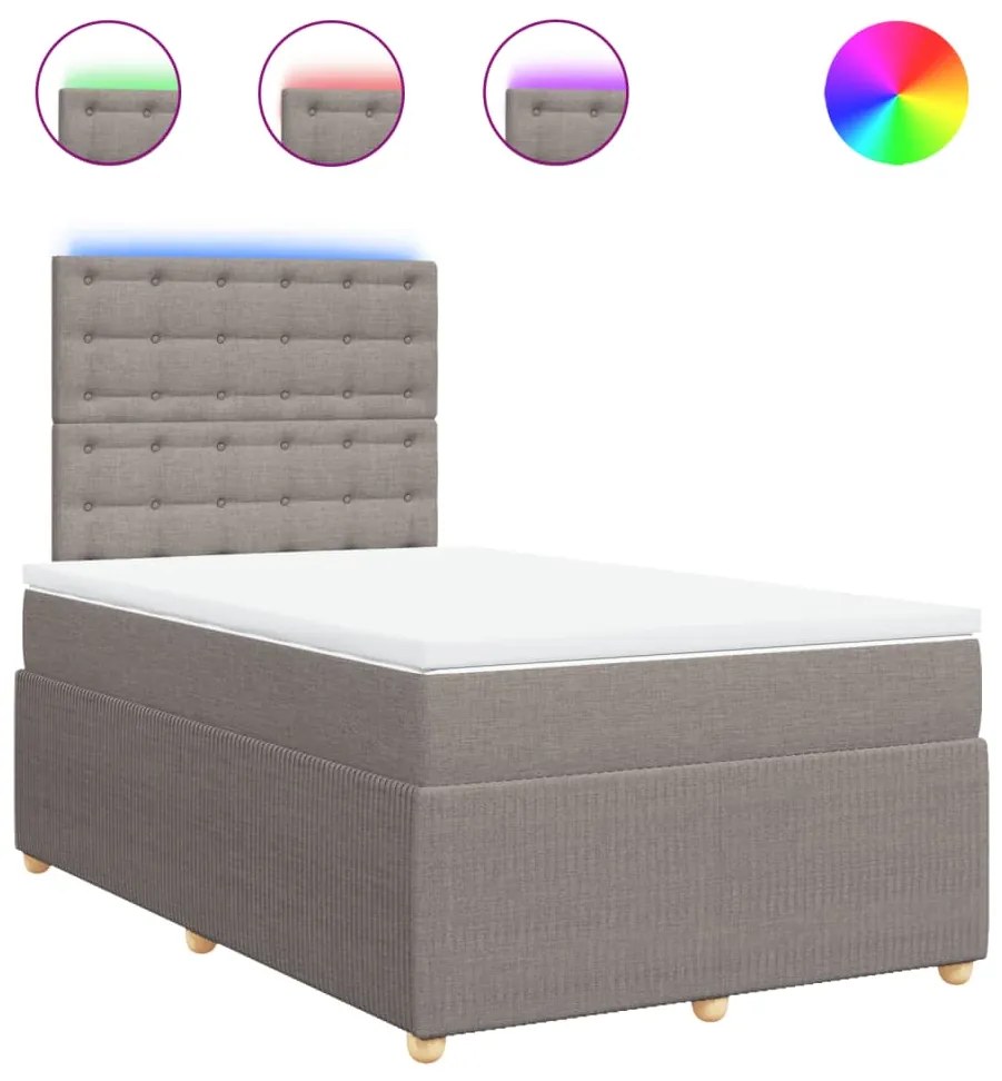 vidaXL Κρεβάτι Boxspring με Στρώμα Taupe 120x190 εκ. Υφασμάτινο