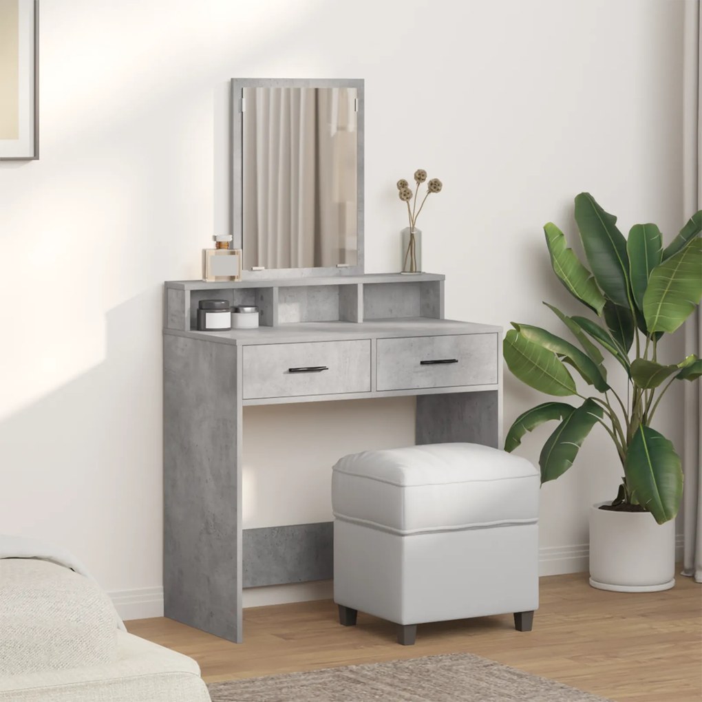 vidaXL Τουαλέτα με Συρτάρια Γκρι Σκυρόδεμα 79x41x140 εκ.
