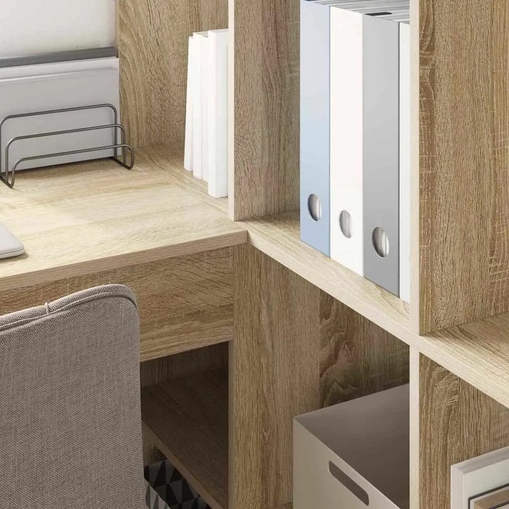 vidaXL Γωνιακό γραφείο με ράφι Sonoma Δρυς 101.5 x 149.5 x 149.5 εκ.