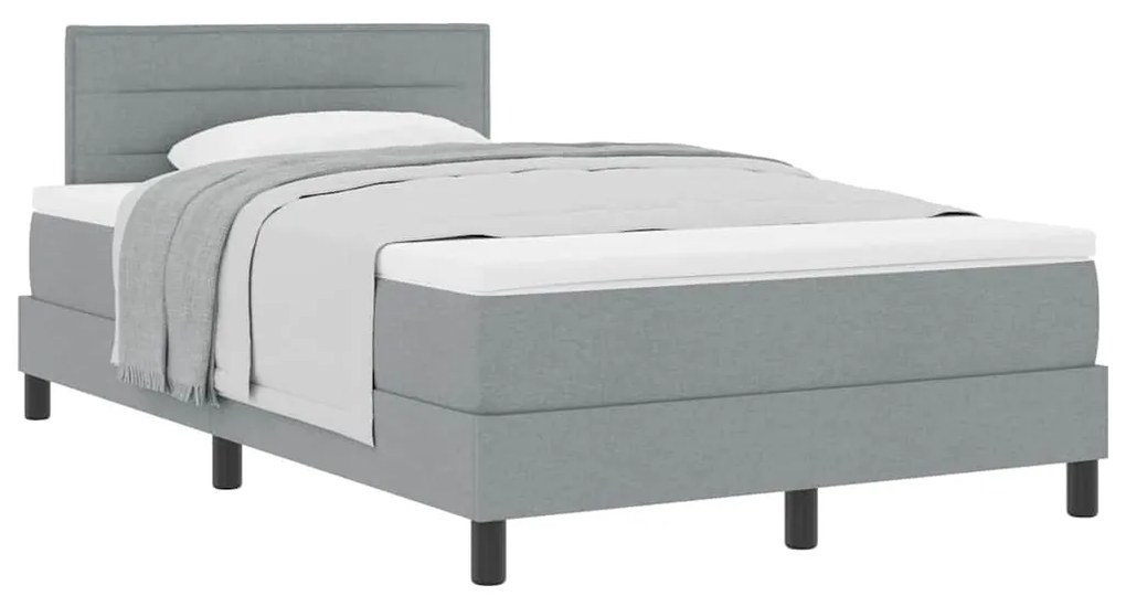 vidaXL Κρεβάτι box spring με στρώμα Ανοιχτό γκρι 120 x 190 cm ύφασμα