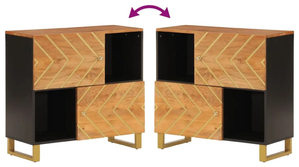 vidaXL Βοηθητικό Έπιπλο Καφέ/Μαύρο 80x33,5x75 εκ. Μασίφ Ξύλο Μάνγκο