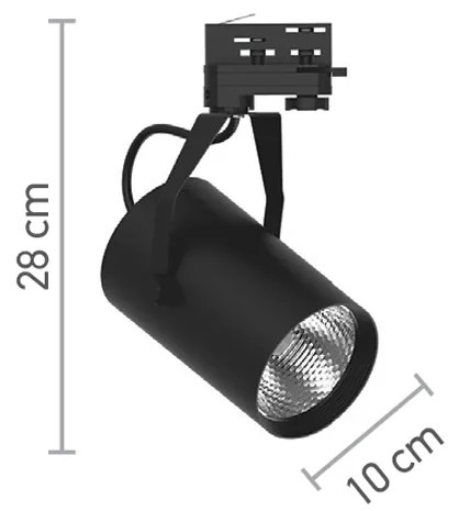 InLight Σποτ τριφασικής ράγας LED 30W 3000K σε μαύρη απόχρωση D:10cmX28cm (T00901-BL)