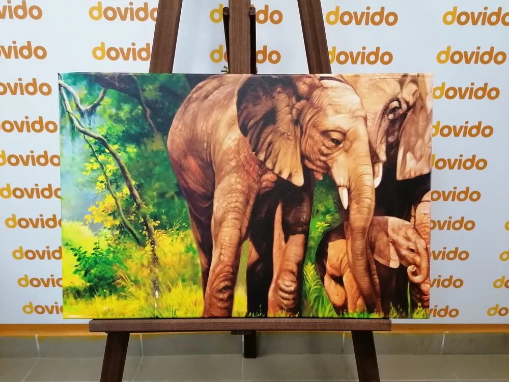 Εικόνα οικογένειας ελεφάντων - 90x60