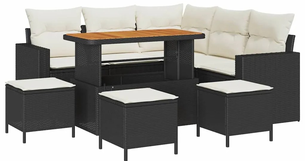 vidaXL Σετ Καναπέ Κήπου 9 pcs Μαύρο συνθετικό ρατάν