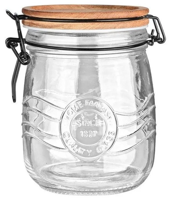 Δοχείο Αποθήκευσης Γυάλινο Allure 01-23898 750ml Με Κλιπ Καπάκι Natural-Clear Estia Wood, Glass