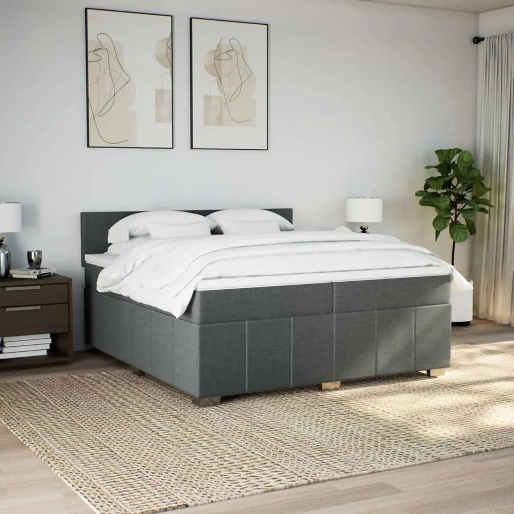 ΚΡΕΒΑΤΙ BOXSPRING ΜΕ ΣΤΡΩΜΑ ΣΚΟΥΡΟ ΓΚΡΙ 200X200 ΕΚ. ΥΦΑΣΜΑΤΙΝΟ 3289469