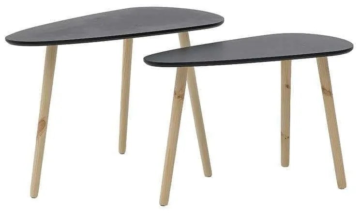 Τραπεζάκι Σαλονιού Σετ 2Τμχ 6-50-180-0010 80X40X50cm Black-Natural Click Wood